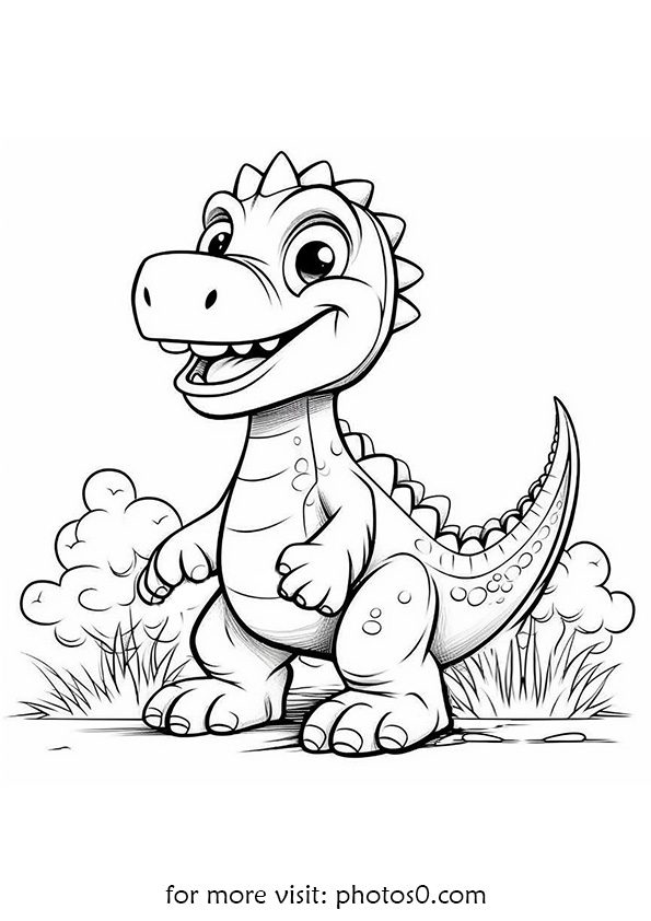 cute dinosaur coloring page for kids
