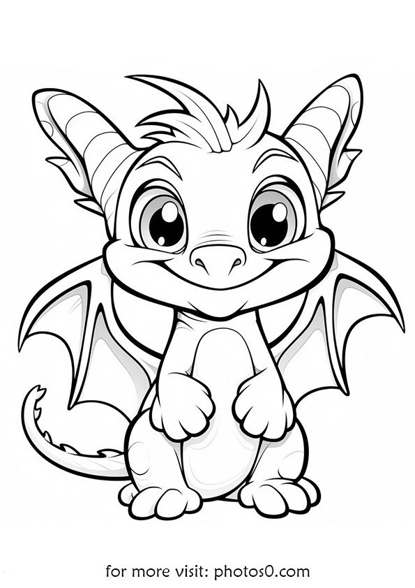 cute dragon coloring page for kids free print