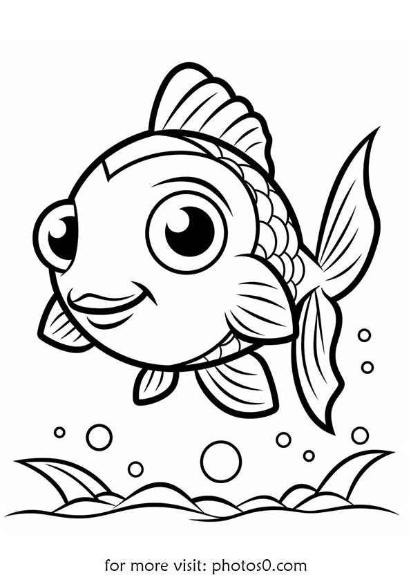 cute fish coloring page for kids free printing