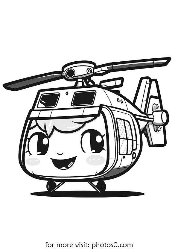 cute helicopter coloring page for childrens
