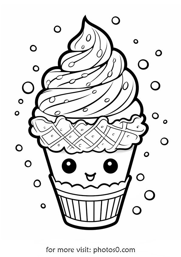 cute ice cream coloring page for childrens - free print