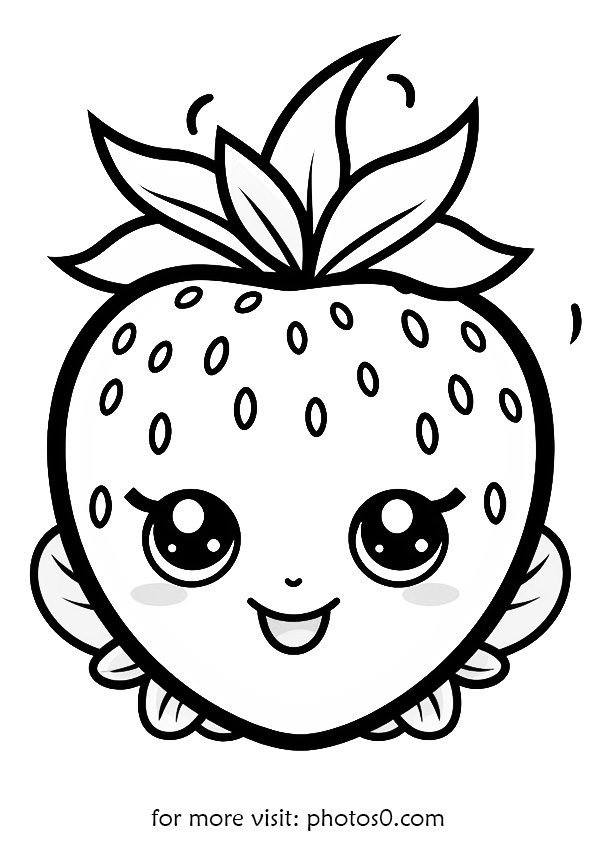 free printable cute strawberry coloring page for kids