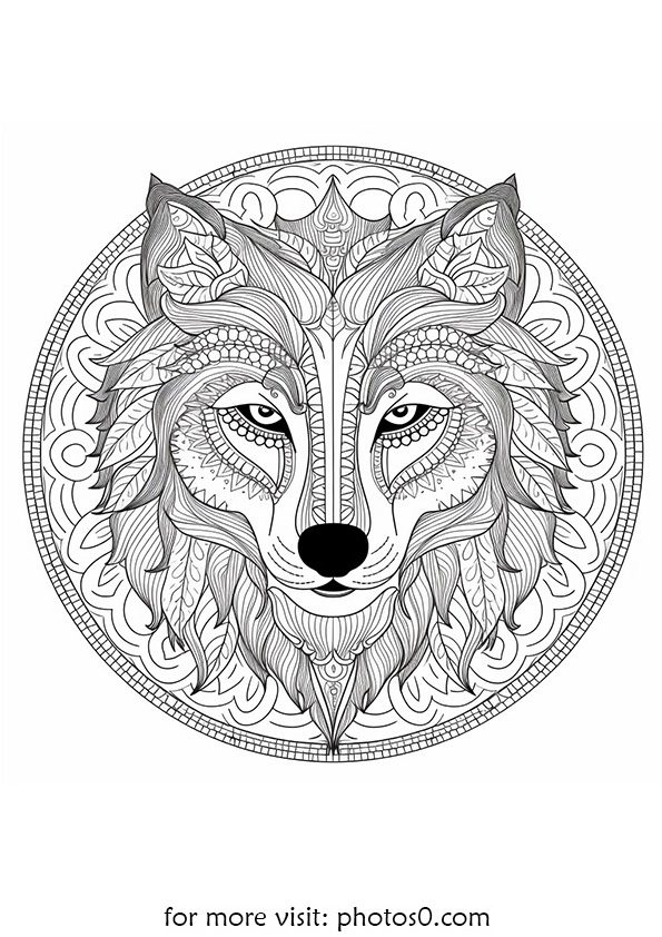 wolf mandala coloring pages to print