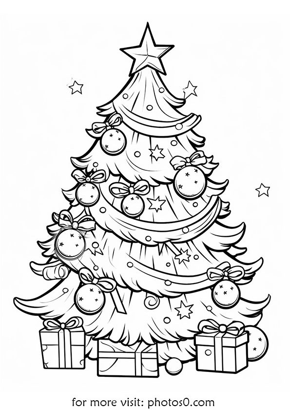 christmas tree coloring page free printable