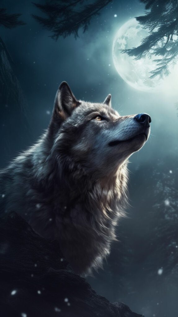 dark wolf moon and stars wallpaper for mobile phone