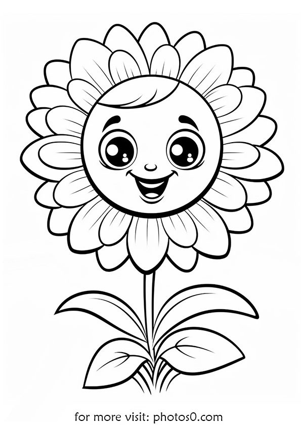 free printable flower coloring page for kids