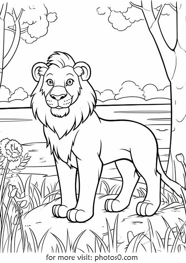 free printable lion coloring page