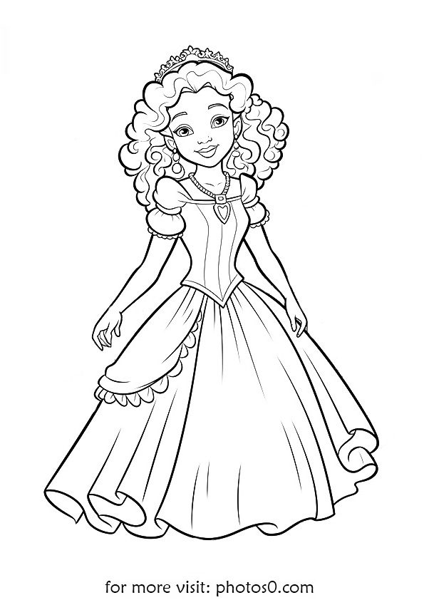 beautiful princess coloring page for girls free to print