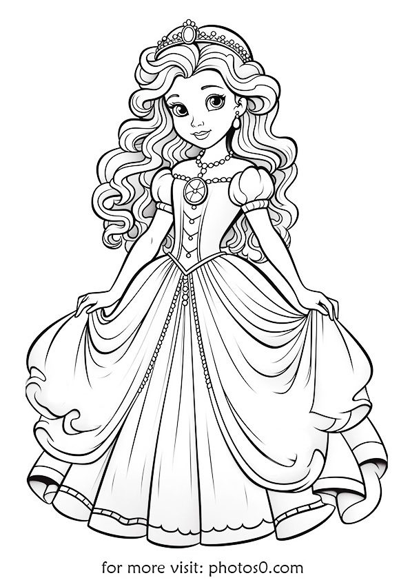 printable princess coloring page for girls