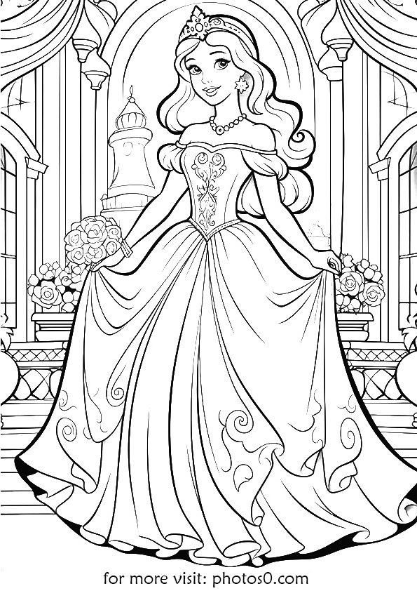 free printable princess coloring page for adults