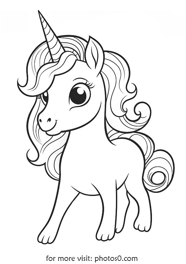 easy unicorn coloring page for print free for kids